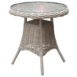 Wyld Haus Costa Outdoor Wicker Round Bistro Table With Glass Top - thumbnail 3
