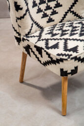 Orsina Berber Style Mango Wood Chair, Geometric Wingback Armchair For Living Room, Textured Cotton Upholstery - thumbnail 3