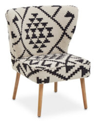 Orsina Berber Style Mango Wood Chair, Geometric Wingback Armchair For Living Room, Textured Cotton Upholstery - thumbnail 1