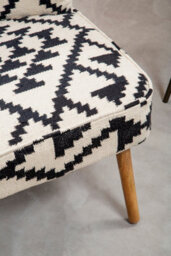 Orsina Berber Style Mango Wood Chair, Geometric Wingback Armchair For Living Room, Textured Cotton Upholstery - thumbnail 5