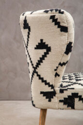 Orsina Berber Style Mango Wood Chair, Geometric Wingback Armchair For Living Room, Textured Cotton Upholstery - thumbnail 4