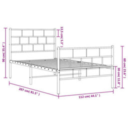 Berkfield Metal Bed Frame With Headboard And Footboard White 107X203 Cm - thumbnail 9