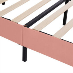 Abrihome Upholstered Double Bed With Slatted Frame And Height Adjustable Headboard For Adults And Teenagers, Velvet, Pink - thumbnail 7