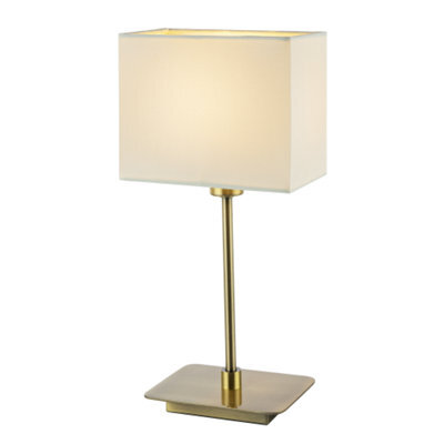 Happy Homewares Contemporary Antique Brass Bedside Table Lamp With White Cotton Fabric Shade - image 1