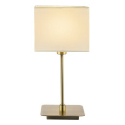 Happy Homewares Contemporary Antique Brass Bedside Table Lamp With White Cotton Fabric Shade - thumbnail 4