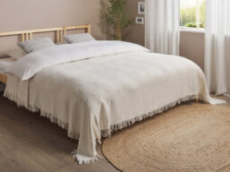 Beliani Bedspread Yerbent Cotton 220 X 240 Cm Off-White - thumbnail 2