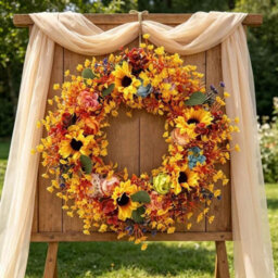 Amorly 18 Inch Artificial Fall Wreath Sunflower Floral Wreath Farmhouse Autumn Harvest Wreath For Front Door Porch Thanksgiving Day Decor - thumbnail 5