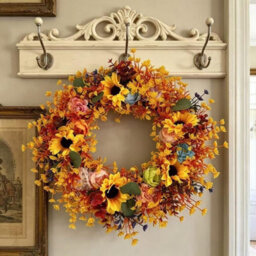 Amorly 18 Inch Artificial Fall Wreath Sunflower Floral Wreath Farmhouse Autumn Harvest Wreath For Front Door Porch Thanksgiving Day Decor - thumbnail 4