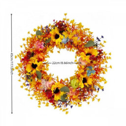 Amorly 18 Inch Artificial Fall Wreath Sunflower Floral Wreath Farmhouse Autumn Harvest Wreath For Front Door Porch Thanksgiving Day Decor - thumbnail 7
