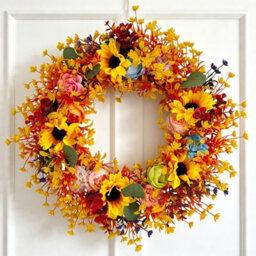 Amorly 18 Inch Artificial Fall Wreath Sunflower Floral Wreath Farmhouse Autumn Harvest Wreath For Front Door Porch Thanksgiving Day Decor - thumbnail 6