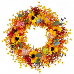 Amorly 18 Inch Artificial Fall Wreath Sunflower Floral Wreath Farmhouse Autumn Harvest Wreath For Front Door Porch Thanksgiving Day Decor - thumbnail 2