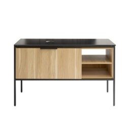Homestylestore Black And Light Oak 1200mm Bathroom Fluted Vanity Unit - thumbnail 2