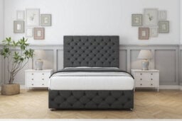 "Sloomy Watson Graphite Dumfries Divan Bed Set No Drawers With 26"" Strutted & 12"" Footboard 6' Super King" - thumbnail 1