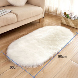 Living And Home Cozy Fluffy Luxurious White Oval Soft Shaggy Rug Floor Rugs Furniture Protector 90 Cm L X 60 Cm W - thumbnail 8