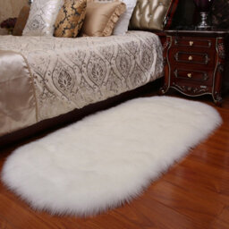 Living And Home Cozy Fluffy Luxurious White Oval Soft Shaggy Rug Floor Rugs Furniture Protector 90 Cm L X 60 Cm W - thumbnail 3