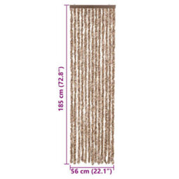 Vidaxl Fly Curtain Beige And Dark Brown 56X185 Cm Chenille - thumbnail 7