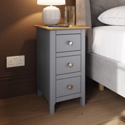 Fwstyle Taberno 3 Drawer Bedside Table Chest Dove Grey (H) 58 (W) 34 (D) 35Cm - thumbnail 1