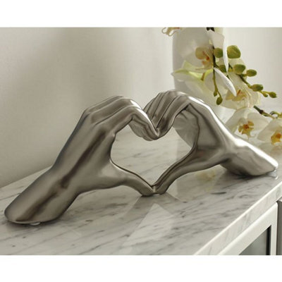 Furniture in Fashion Heart Ceramic Hand Sculpture In Silver - image 1