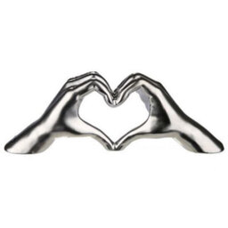 Furniture in Fashion Heart Ceramic Hand Sculpture In Silver - thumbnail 2