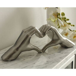 Furniture in Fashion Heart Ceramic Hand Sculpture In Silver - thumbnail 1