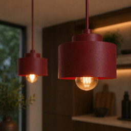 Luminosa Lighting Luminosa Simply Bar Pendant Ceiling Light Burgundy 2X E27 - thumbnail 3