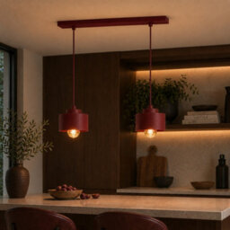 Luminosa Lighting Luminosa Simply Bar Pendant Ceiling Light Burgundy 2X E27 - thumbnail 2