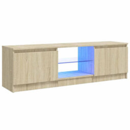Berkfield Modern Tv Cabinet With Led Lights Sonoma Oak 120X30X35.5 Cm - thumbnail 1