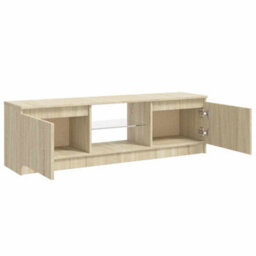 Berkfield Modern Tv Cabinet With Led Lights Sonoma Oak 120X30X35.5 Cm - thumbnail 8