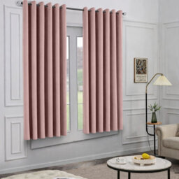Oxford Homeware Eyelet Linen Effect Curtains Blush Pink Fully Lined 100% Blackout Thermal Insulated Curtain Pair (W)168Cmx(L)137Cm - thumbnail 7