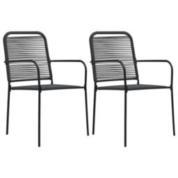 Walplus 3 Piece Garden Dining Set Cotton Rope And Steel Black - thumbnail 6