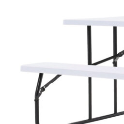 Breeins 180Cm W Outdoor Garden Bistro Set Dining Room Set Foldable Picnic Table And Bench Set With Parasol Hole, White - thumbnail 6