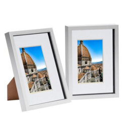 "Nicola Spring 3D Box Photo Frames With A5 Mounts - A4 (8"" X 12"") - White/white - Pack Of 2" - thumbnail 1
