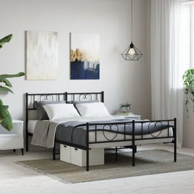 Berkfield Metal Bed Frame With Headboard And Footboard Black 135X190 Cm - image 1