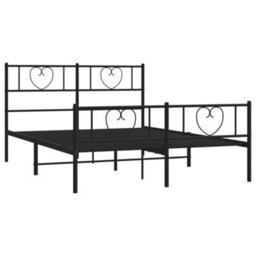 Berkfield Metal Bed Frame With Headboard And Footboard Black 135X190 Cm - thumbnail 4
