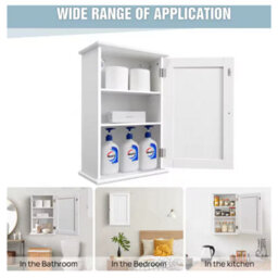 White Wall Mounted Storage Cabinet Bathroom Cupboard 6 Adjustable Shelves - thumbnail 5