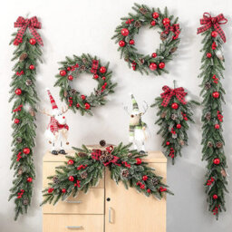 Amorly Christmas Teardrop Swag For Front Door, Decorated With Berries, Pinecones Bells, Artificial Hanging Flower Wreath For Xmas Decor - thumbnail 7
