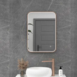 Royal Bathrooms Luxor 500 X 700mm Brushed Bronze Framed Rectangular Mirror Within Frame Led, Touch Sensor & Demister Pad - thumbnail 1