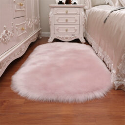 Living And Home Pink Oval Soft Shaggy Rug Kids Rooms Decor Floor Rugs 180Cm L X 100 Cm W - thumbnail 2