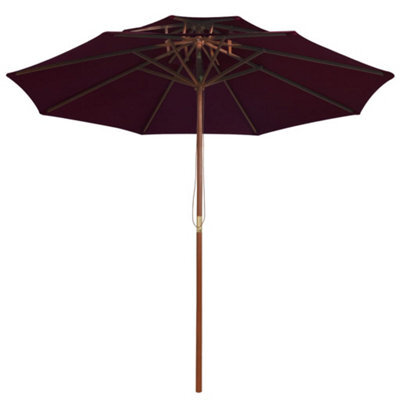 Berkfield Elegant Double Decker Parasol With Wooden Pole Bordeaux Red 270 Cm - image 1