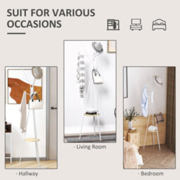 Homcom 180Cm Free Standing Coat Rack Metal Shelf Holder Stand Hat Hanger White - thumbnail 6