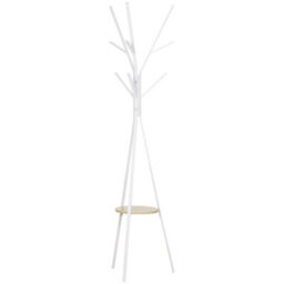 Homcom 180Cm Free Standing Coat Rack Metal Shelf Holder Stand Hat Hanger White - thumbnail 2