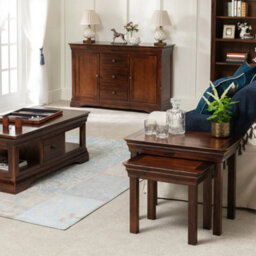 The Furniture Market French Hardwood Mahogany Stained Nest Of 2 Tables - thumbnail 5