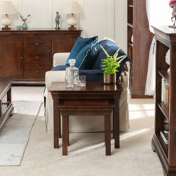 The Furniture Market French Hardwood Mahogany Stained Nest Of 2 Tables - thumbnail 4