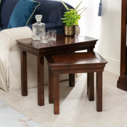The Furniture Market French Hardwood Mahogany Stained Nest Of 2 Tables