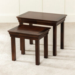 The Furniture Market French Hardwood Mahogany Stained Nest Of 2 Tables - thumbnail 6