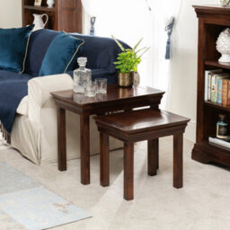 The Furniture Market French Hardwood Mahogany Stained Nest Of 2 Tables - thumbnail 3