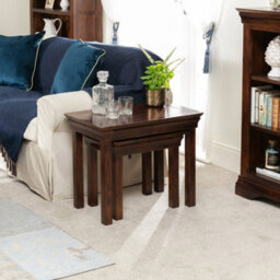The Furniture Market French Hardwood Mahogany Stained Nest Of 2 Tables - thumbnail 2
