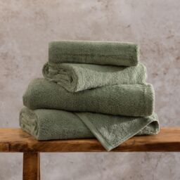 Zero Twist Plain Woven Border Green Towel, Set Of 4 - thumbnail 5