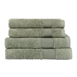 Zero Twist Plain Woven Border Green Towel, Set Of 4 - thumbnail 1
