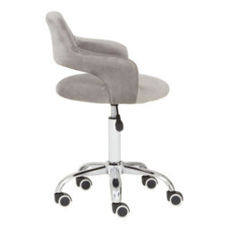 Orsina Comfortable Grey Velvet Home Office Chair With Curved Back, Ergonomic Work For Office, Movable Chair - thumbnail 4